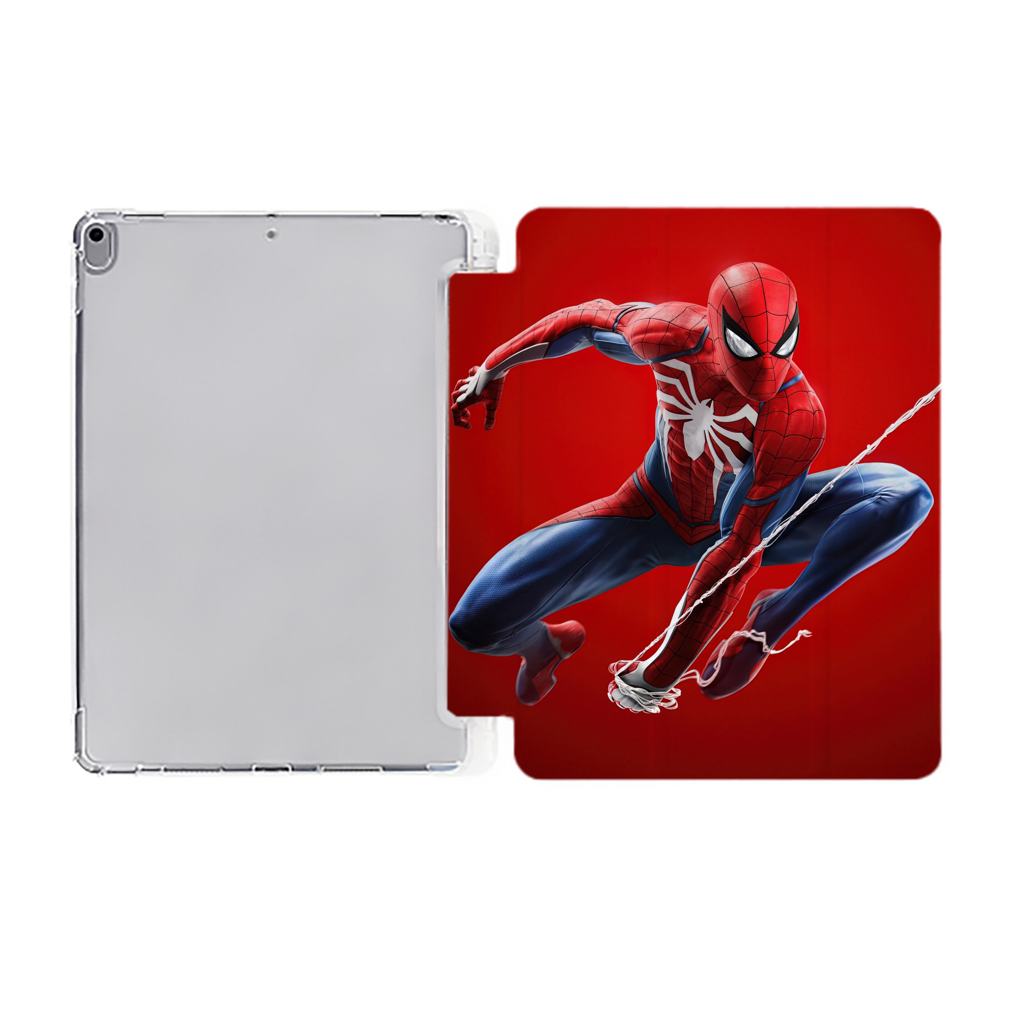 （画像用） Spider Man スパイダーマン IPad ケース ペン収納付き 三つ折りスタンド PUレザー×シリコン 対応機種9.5/10.5/10.9インチ
